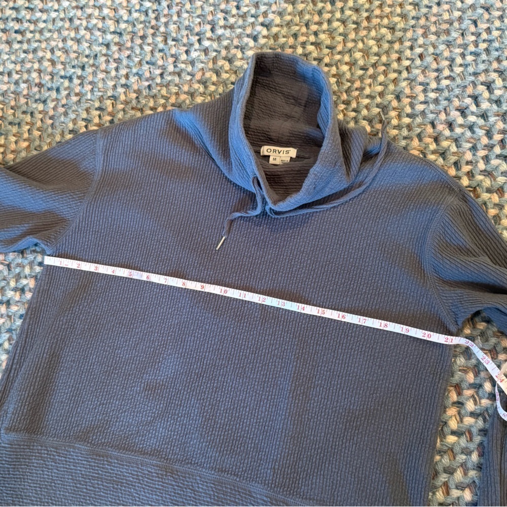 Orvis Cozy Blue Pullover Cowl Neck Hoodie M - Picture 4 of 6